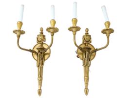 VINTAGE PAIR OF ELECTRIC BRONZE WALL SCONCE LIGHTS