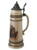 LARGE GERMAN PORCELAIN AND PEWTER BEER STEIN PIC-0