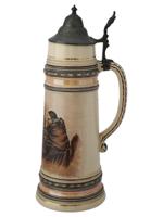 LARGE GERMAN PORCELAIN AND PEWTER BEER STEIN