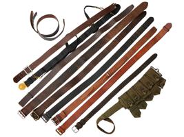 LARGE COLLECTION OF ASSORTED MILITARY LEATHER BELTS