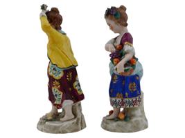 ANTIQUE 18TH C ENGLISH CHELSEA PORCELAIN FIGURINES