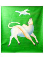 ATTR MANJIT BAWA INDIAN OIL PAINTING GOAT AND DOVE