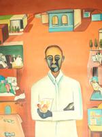 INDIAN MALE PORTRAIT PAINTING ATTR BHUPEN KHAKHAR