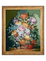 VINTAGE BELGIAN STILL LIFE W FLOWERS WALL TAPESTRY