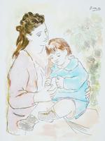 MOTHER CHILD SIGNED LITHOGRAPH ATTR PABLO PICASSO