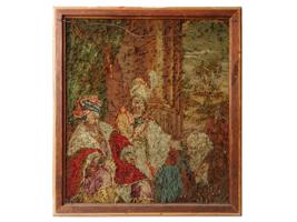 ANTIQUE LARGE ENGLISH WOOL NEEDLEWORK TAPESTRY