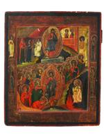 ANTIQUE 19TH C RUSSIAN ICON RESURRECTION OF JESUS