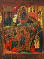 ANTIQUE 19TH C RUSSIAN ICON RESURRECTION OF JESUS