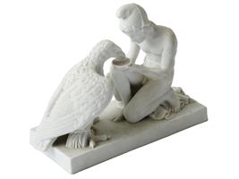 ANTIQUE PARIAN PORCELAIN FIGURE GANIMED AND THE EAGLE