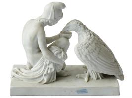 ANTIQUE PARIAN PORCELAIN FIGURE GANIMED AND THE EAGLE