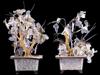 CHINESE ROCK CRYSTAL CLOISONNE PAIR BONSAI TREES PIC-1