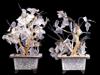 CHINESE ROCK CRYSTAL CLOISONNE PAIR BONSAI TREES PIC-2