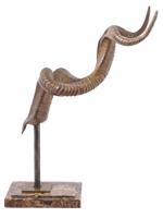 BRONZE HORNS FIGURE BY MAITLAND SMITH WITH MARBLE BASE