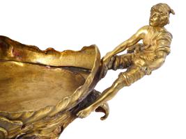 ANTIQUE MERMAID GILT SPELTER SCULPTURAL CENTERPIECE