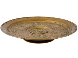 ANTIQUE GERMAN GILT BRONZE LOW RELIEF PLATE