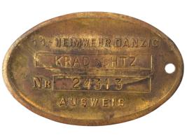 PRE WWII NAZI GERMAN WAFFEN SS HEIMWEHR DANZIG ID TAG