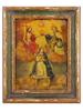 ANTIQUE SPANISH SCHOOL ICON ON TIN PLAQUE PAINTING PIC-0