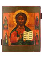 ANTIQUE 19TH CEN RUSSIAN CHRIST PANTOCRATOR ICON