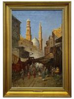 ANTIQUE 19TH ORIENTAL OIL PAINTING BY OTTO PILNY