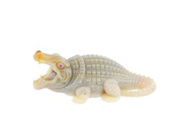 RUSSIAN CARVED AGATE GEM STONES CROCODILE FIGURINE