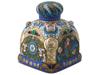 RUSSIAN SILVER ENAMEL TEA CADDY SET W GEM STONES PIC-3