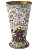 LARGE RUSSIAN 84 GILT SILVER ENAMEL PRESENTATION CUP