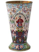 LARGE RUSSIAN 84 GILT SILVER ENAMEL PRESENTATION CUP