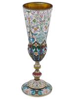 TALL RUSSIAN SILVER GILT CLOISONNE ENAMEL GOBLET