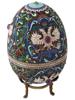 LARGE RUSSIAN SILVER ENAMEL EGG CASE W GEM STONES PIC-0