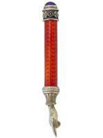 RUSSIAN SILVER GUILLOCHE ENAMEL JUDAICA TORAH POINTER