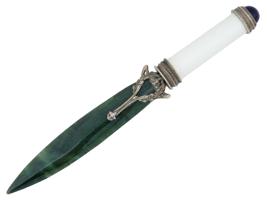 RUSSIAN SILVER CLOISONNE ENAMEL JADE LETTER OPENER