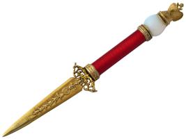 RUSSIAN GILT SILVER ENAMEL JADE LETTER OPENER KNIFE