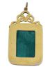 RUSSIAN GILT SILVER CARVED MALACHITE ENAMEL PENDANT PIC-1