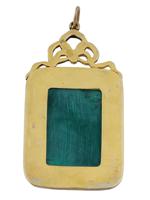 RUSSIAN GILT SILVER CARVED MALACHITE ENAMEL PENDANT