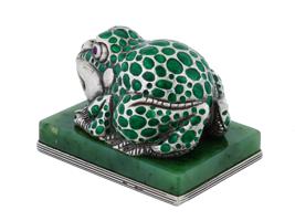 RUSSIAN 88 SILVER CHAMPLEVE ENAMEL NEPHRITE TOAD