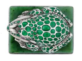 RUSSIAN 88 SILVER CHAMPLEVE ENAMEL NEPHRITE TOAD