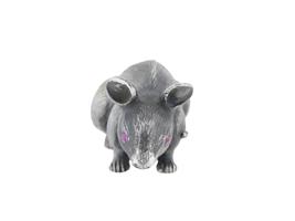 RUSSIAN 84 SILVER RAT FIGURINE W GEM STONE EYES