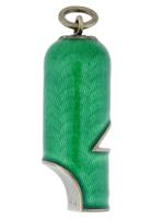 RUSSIAN SILVER GUILLOCHE ENAMEL GREEN WHISTLE