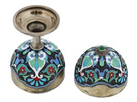 RUSSIAN 84 SILVER ENAMEL FOOTED EASTER EGG CASKET