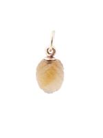 RUSSIAN 14K GOLD CARVED HONEY AGATE OWL PENDANT