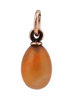 RUSSIAN 14K GOLD CARVED HARDSTONE EASTER EGG PENDANT