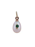 RUSSIAN 14K GOLD PEARL EGG PENDANT WITH EMERALD