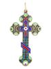 RUSSIAN GILT SILVER ENAMEL ORTHODOX CROSS PENDANT PIC-0