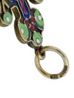 RUSSIAN GILT SILVER ENAMEL ORTHODOX CROSS PENDANT