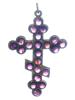 RUSSIAN 88 GILT SILVER GARNET STONE CROSS PENDANT PIC-1