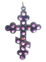 RUSSIAN 88 GILT SILVER GARNET STONE CROSS PENDANT