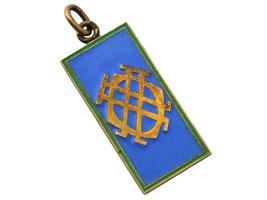 RUSSIAN GILT SILVER ENAMEL MILITARY SIGN PENDANT