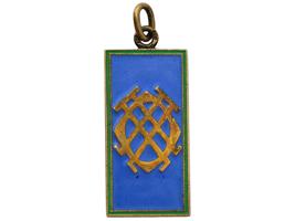 RUSSIAN GILT SILVER ENAMEL MILITARY SIGN PENDANT