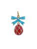 RUSSIAN 84 GILT SILVER ENAMEL RED EGG PENDANT PIC-0