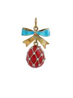 RUSSIAN 84 GILT SILVER ENAMEL RED EGG PENDANT